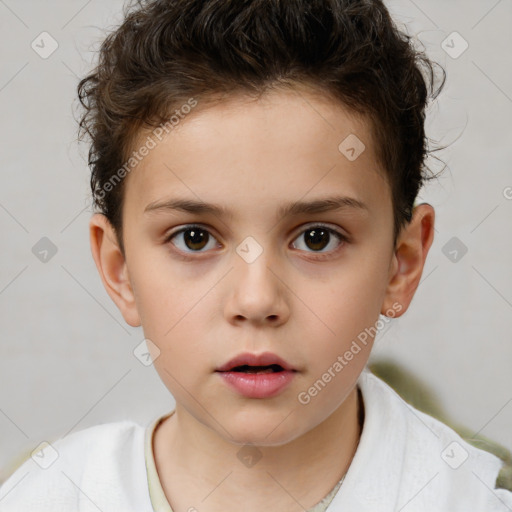 Neutral white child male with short  brown hair and brown eyes