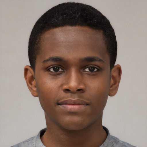 Neutral black child male with short  brown hair and brown eyes