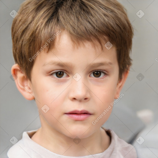 Neutral white child male with short  brown hair and brown eyes