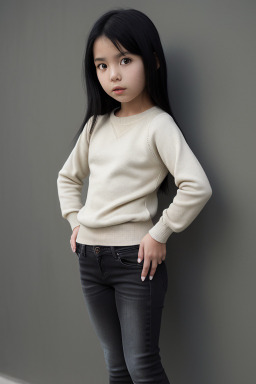 Taiwanese child girl with  black hair