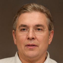 Neutral white middle-aged male with short  brown hair and brown eyes