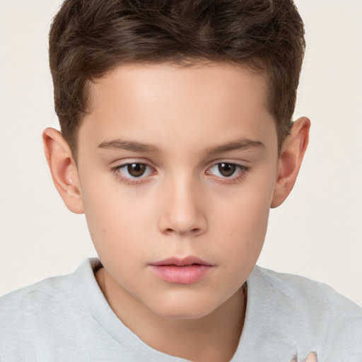 Neutral white child male with short  brown hair and brown eyes