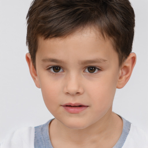 Neutral white child male with short  brown hair and brown eyes