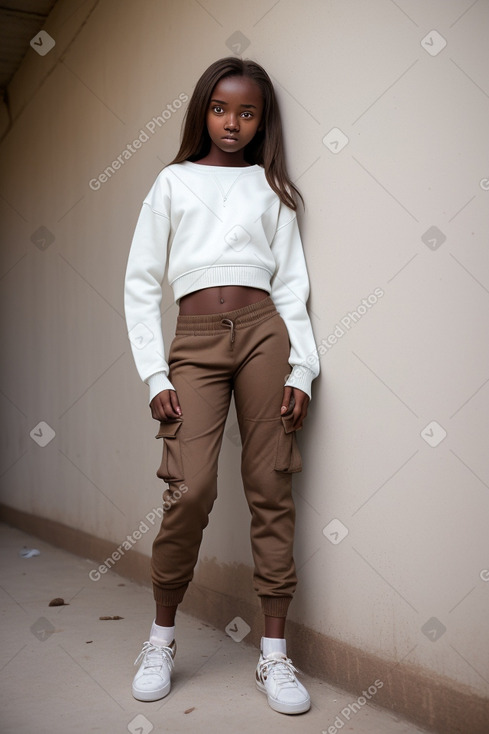 Tanzanian teenager girl with  brown hair