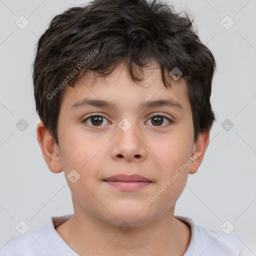 Neutral white child male with short  brown hair and brown eyes