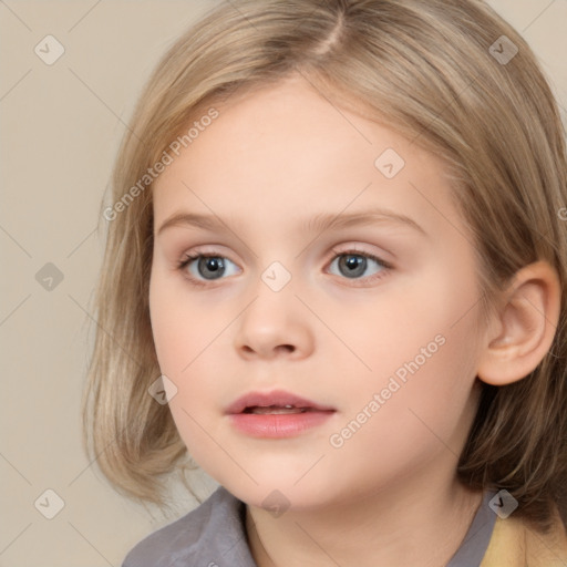 Neutral white child female with medium  brown hair and brown eyes