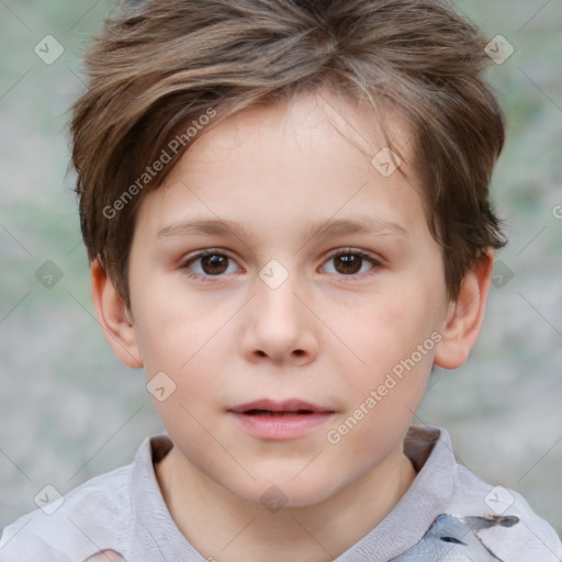 Neutral white child female with short  brown hair and brown eyes