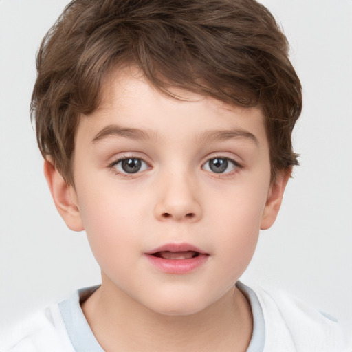 Neutral white child male with short  brown hair and brown eyes