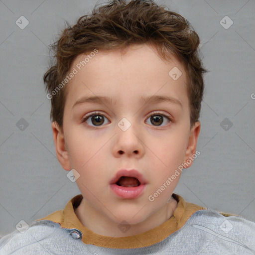 Neutral white child male with short  brown hair and brown eyes