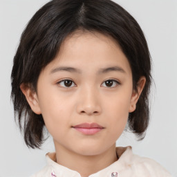 Neutral asian young-adult female with medium  brown hair and brown eyes