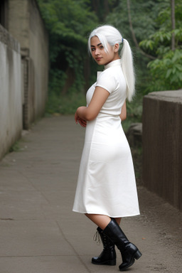 Nepalese young adult female with  white hair