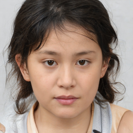 Neutral white child female with medium  brown hair and brown eyes