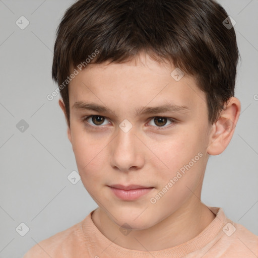 Neutral white child male with short  brown hair and brown eyes