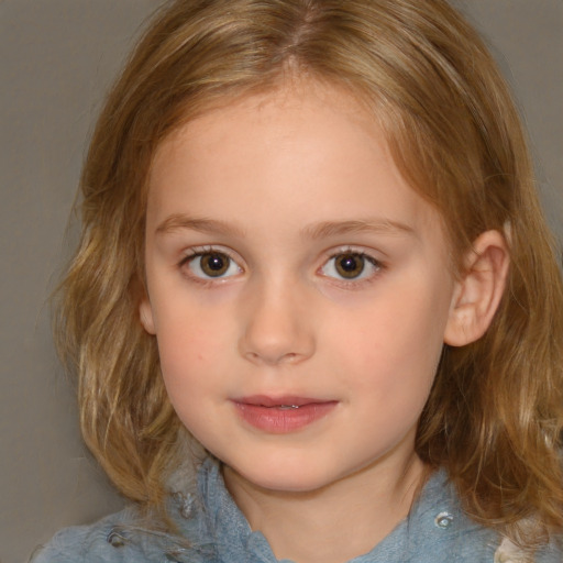 Neutral white child female with medium  brown hair and brown eyes