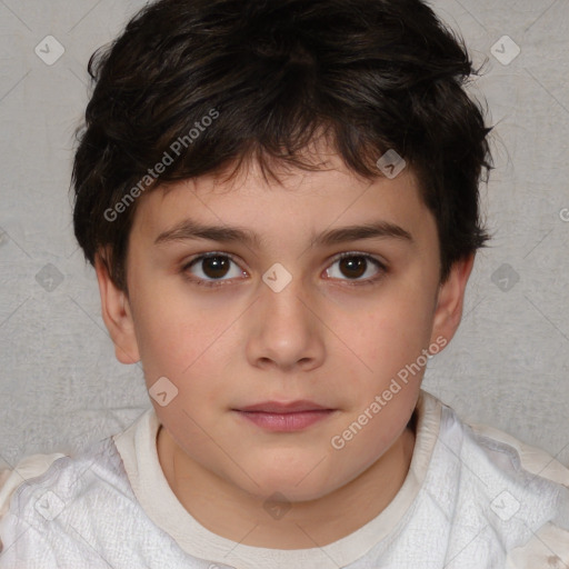 Neutral white child female with short  brown hair and brown eyes