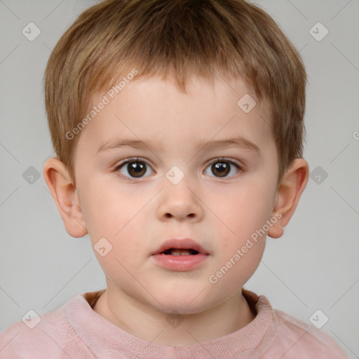 Neutral white child male with short  brown hair and brown eyes