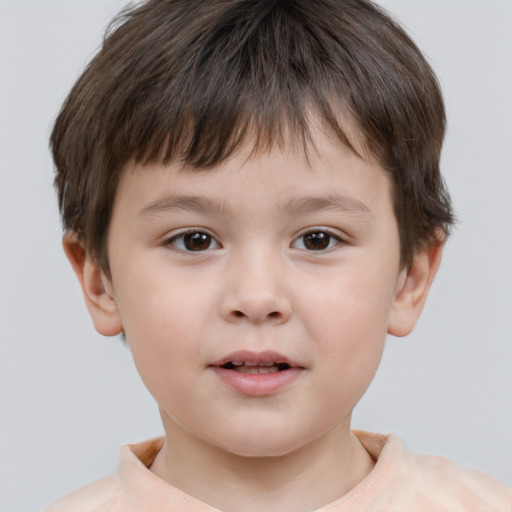 Neutral white child male with short  brown hair and brown eyes