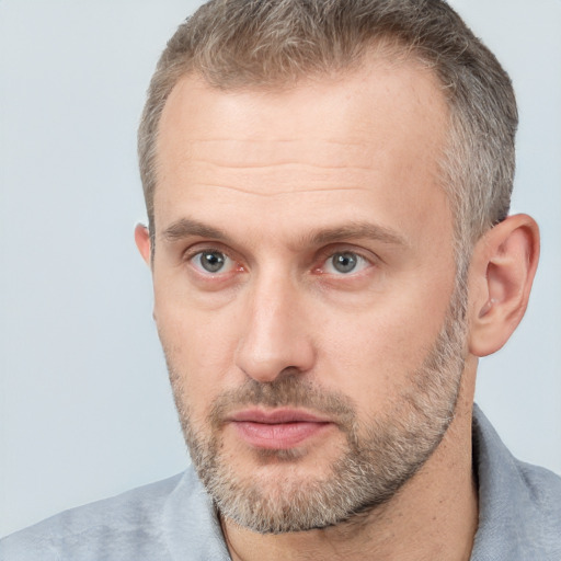 Neutral white adult male with short  brown hair and brown eyes