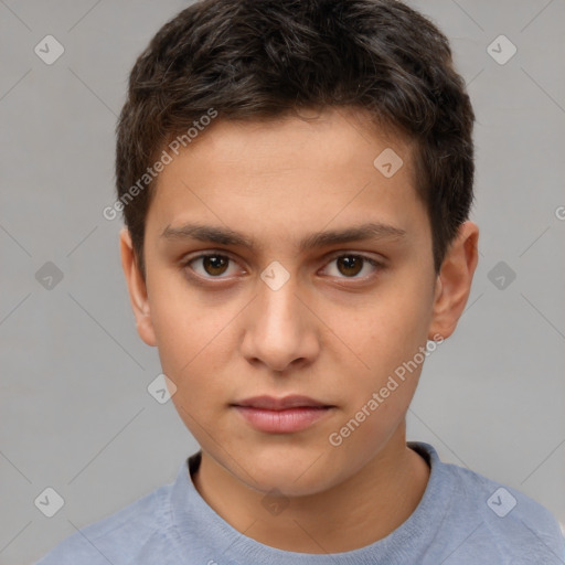 Neutral white child male with short  brown hair and brown eyes