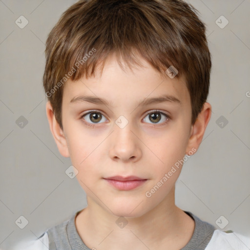 Neutral white child male with short  brown hair and brown eyes