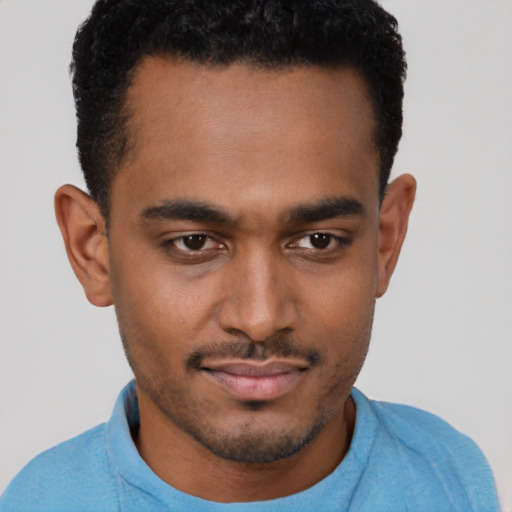 Neutral latino young-adult male with short  brown hair and brown eyes
