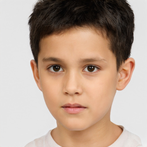 Neutral white child male with short  brown hair and brown eyes