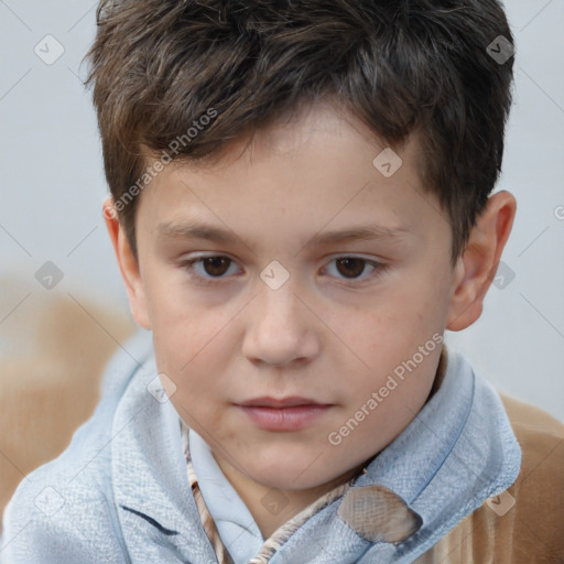 Neutral white child male with short  brown hair and brown eyes