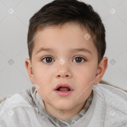 Neutral white child male with short  brown hair and brown eyes