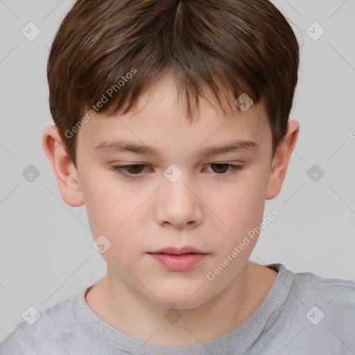 Neutral white child male with short  brown hair and brown eyes