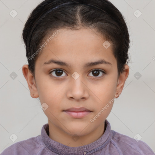 Neutral white child female with short  brown hair and brown eyes