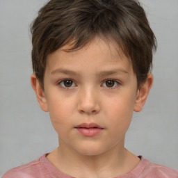 Neutral white child male with short  brown hair and brown eyes