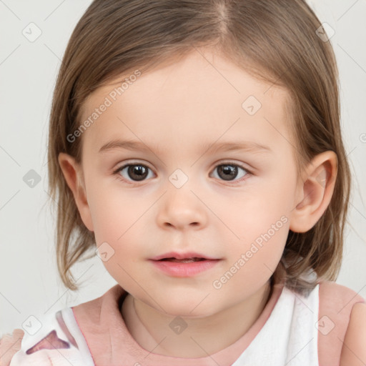 Neutral white child female with medium  brown hair and brown eyes