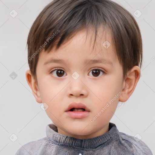 Neutral white child male with short  brown hair and brown eyes