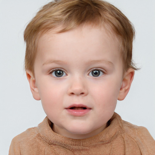 Neutral white child female with short  brown hair and blue eyes