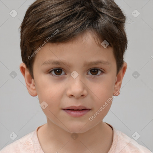 Neutral white child male with short  brown hair and brown eyes