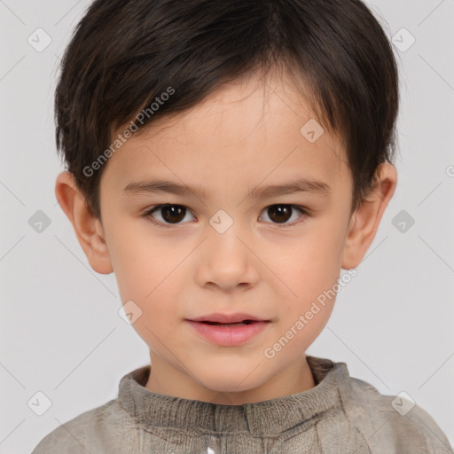 Neutral white child male with short  brown hair and brown eyes