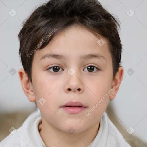 Neutral white child male with short  brown hair and brown eyes