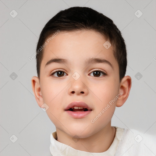 Neutral white child male with short  brown hair and brown eyes