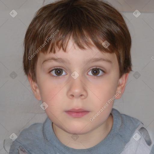 Neutral white child male with short  brown hair and brown eyes