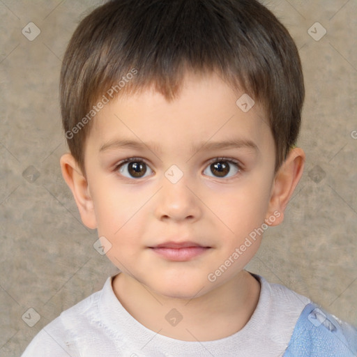 Neutral white child male with short  brown hair and brown eyes