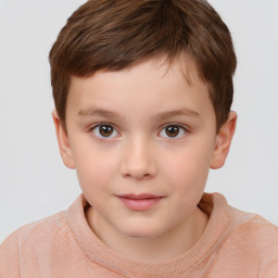 Neutral white child male with short  brown hair and brown eyes