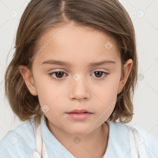 Neutral white child female with medium  brown hair and brown eyes