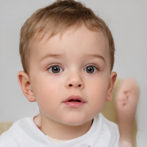 Neutral white child male with short  brown hair and brown eyes