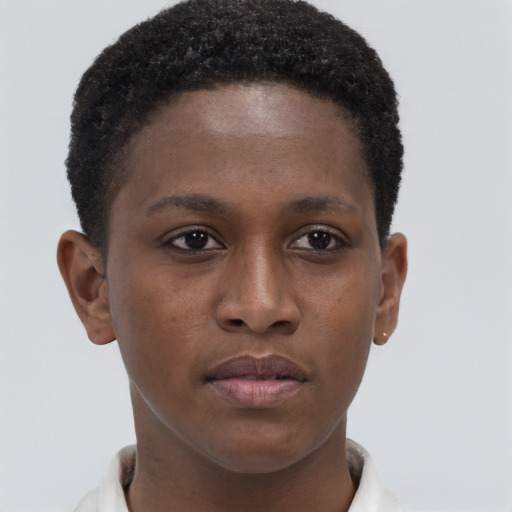 Neutral black young-adult male with short  brown hair and brown eyes