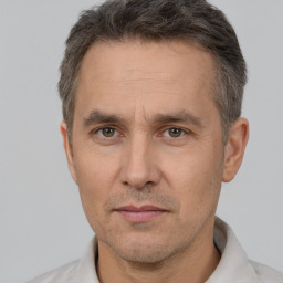 Neutral white adult male with short  brown hair and brown eyes