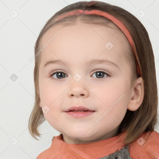 Neutral white child female with medium  brown hair and brown eyes