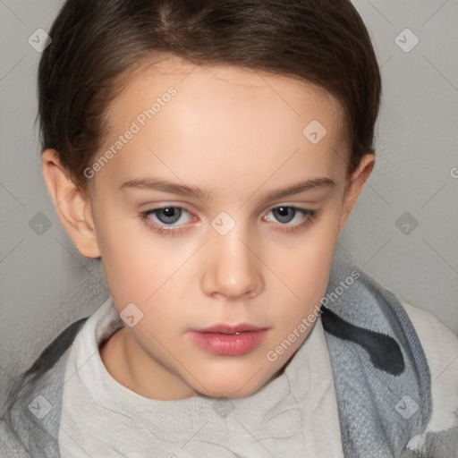 Neutral white child female with medium  brown hair and brown eyes