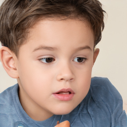 Neutral white child female with short  brown hair and brown eyes