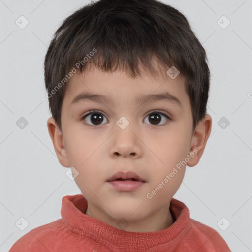 Neutral white child male with short  brown hair and brown eyes