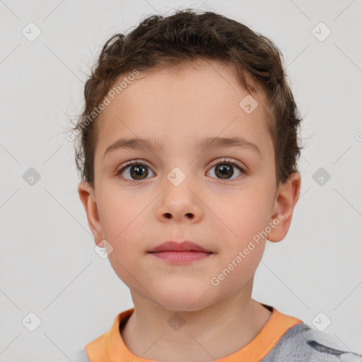 Neutral white child male with short  brown hair and brown eyes